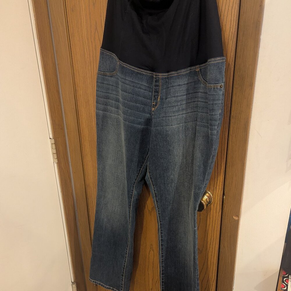 Isabel‎ Maternity Bootcut Pull on Jeans with Comfort Belly Band-Size 16